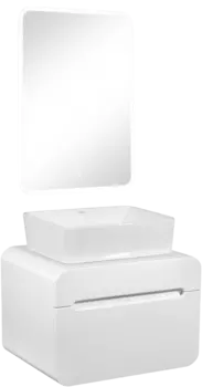 Мебель для ванной комнаты Runo Ницца 60 белая, раковина Tre 50