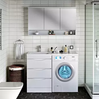 Мебель для ванной комнаты Runo Орион 60, R, под стиральную машину, раковина лайт