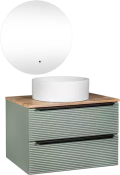 Мебель для ванной комнаты Runo Орлеан 70 зеленая, дуб натуральный, раковина Palla 40