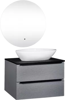Мебель для ванной комнаты Runo Орлеан 70 серая, черная, раковина Terzo 60