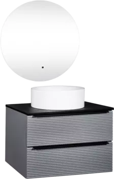 Мебель для ванной комнаты Runo Орлеан 70 серая, черная, раковина Palla 40