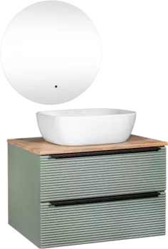 Мебель для ванной комнаты Runo Орлеан 70 зеленая, дуб натуральный, раковина Bella 40