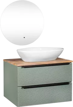 Мебель для ванной комнаты Runo Орлеан 70 зеленая, дуб натуральный, раковина Terzo 60