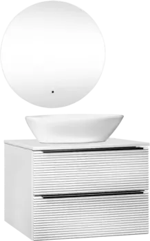 Мебель для ванной комнаты Runo Орлеан 70 белая матовая, белый глянец, раковина Terzo 60