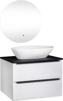 Мебель для ванной комнаты Runo Орлеан 70 белая матовая, черная, раковина Terzo 60