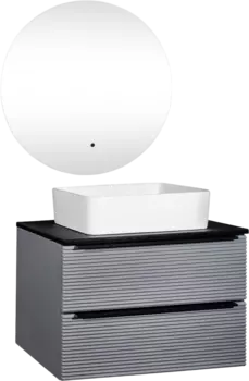 Мебель для ванной комнаты Runo Орлеан 70 серая, черная, раковина Tre 50