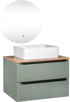 Мебель для ванной комнаты Runo Орлеан 70 зеленая, дуб натуральный, раковина Tre 50