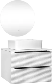 Мебель для ванной комнаты Runo Орлеан 70 белая матовая, белый глянец, раковина Tre 50