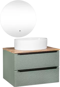 Мебель для ванной комнаты Runo Орлеан 70 зеленая, дуб натуральный, раковина Ovale 50