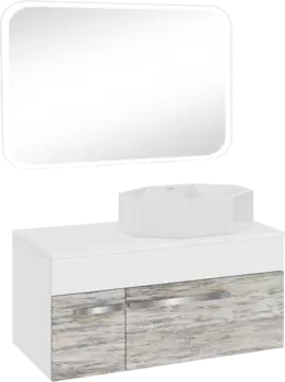 Мебель для ванной комнаты Runo Вудлайн 100 скандинавский дуб, раковина Cristallo 50