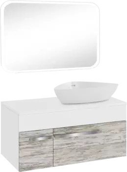 Мебель для ванной комнаты Runo Вудлайн 100 скандинавский дуб, раковина Terzo 60