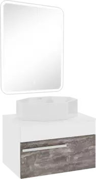 Мебель для ванной комнаты Runo Вудлайн 65 железный камень, раковина Cristallo 50