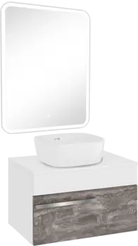 Мебель для ванной комнаты Runo Вудлайн 65 железный камень, раковина Bella 40