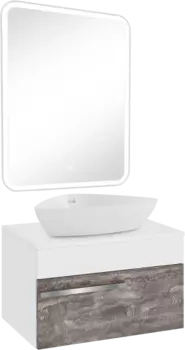 Мебель для ванной комнаты Runo Вудлайн 65 железный камень, раковина Terzo 60