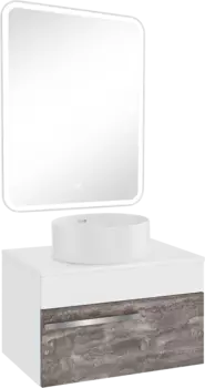 Мебель для ванной комнаты Runo Вудлайн 65 железный камень, раковина Palla 40