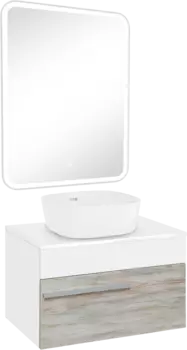 Мебель для ванной комнаты Runo Вудлайн 65 скандинавский дуб, раковина Bella 40