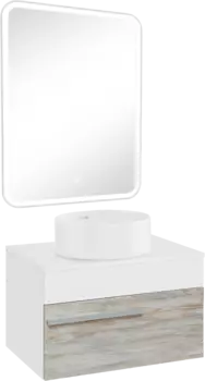 Мебель для ванной комнаты Runo Вудлайн 65 скандинавский дуб, раковина Palla 40