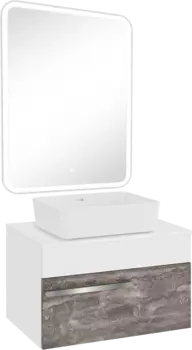 Мебель для ванной комнаты Runo Вудлайн 65 железный камень, раковина Tre 50