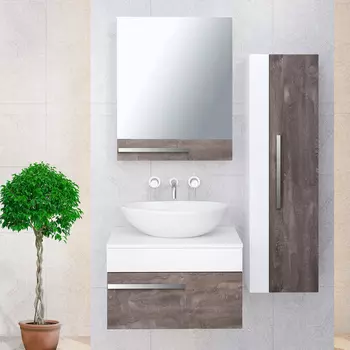 Мебель для ванной комнаты Runo Вудлайн 65 железный камень