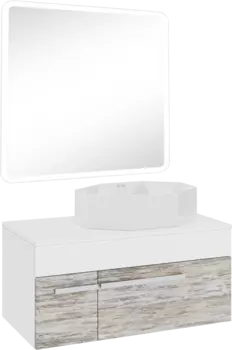 Мебель для ванной комнаты Runo Вудлайн 85 скандинавский дуб, раковина Cristallo 50