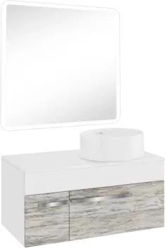 Мебель для ванной комнаты Runo Вудлайн 85 скандинавский дуб, раковина Palla 40