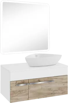 Мебель для ванной комнаты Runo Вудлайн 85 крафтовый дуб, раковина Terzo 60