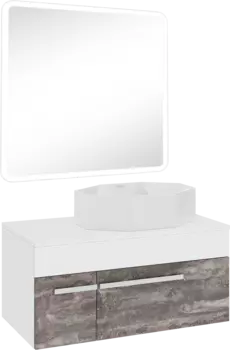 Мебель для ванной комнаты Runo Вудлайн 85 железный камень, раковина Cristallo 50