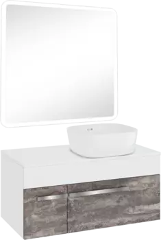 Мебель для ванной комнаты Runo Вудлайн 85 железный камень, раковина Bella 40