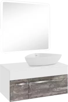 Мебель для ванной комнаты Runo Вудлайн 85 железный камень, раковина Terzo 60