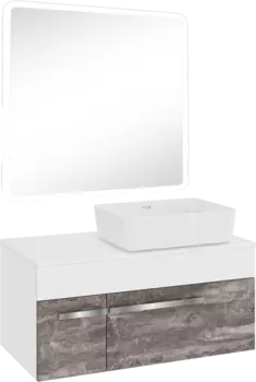 Мебель для ванной комнаты Runo Вудлайн 85 железный камень, раковина Tre 50