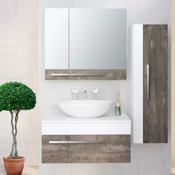 Мебель для ванной комнаты Runo Вудлайн 85 железный камень