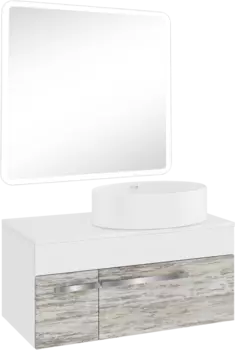 Мебель для ванной комнаты Runo Вудлайн 85 скандинавский дуб, раковина Ovale 50