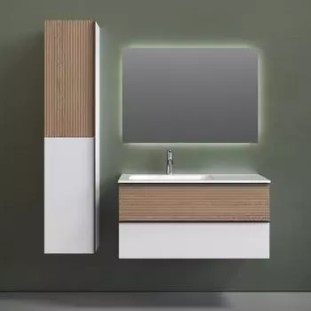 Мебель для ванной комнаты Sancos Delta 100 L дуб светлый, белый