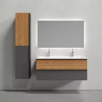 Мебель для ванной комнаты Sancos Delta 120 дуб красный, графит, раковина CN7016