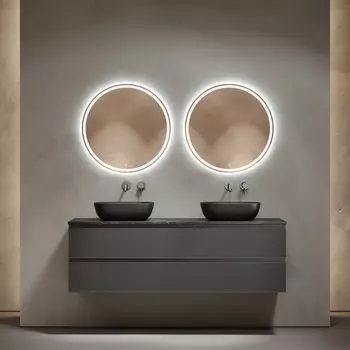 Мебель для ванной комнаты Sancos Folk 160 grey soft, столешница черный мрамор TT160A1, раковина CN6009MB