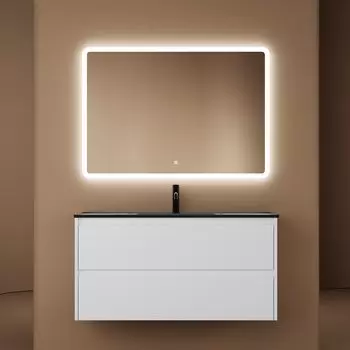 Мебель для ванной комнаты Sancos Libra 100 см белый глянец, черная раковина