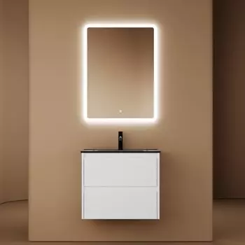 Мебель для ванной комнаты Sancos Libra 60 см белый глянец, черная раковина