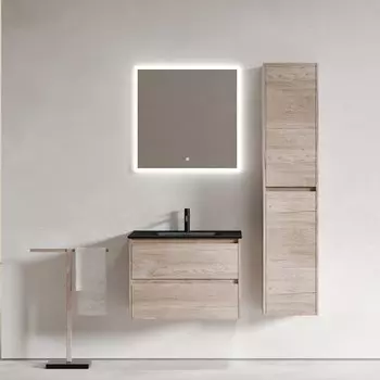 Мебель для ванной комнаты Sancos Libra 70 дуб галифакс натуральный, черная раковина CN7007MB