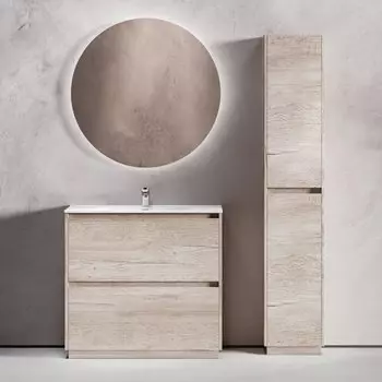 Мебель для ванной комнаты Sancos Libra Floor 90 дуб галифакс натуральный, белая раковина CN7002