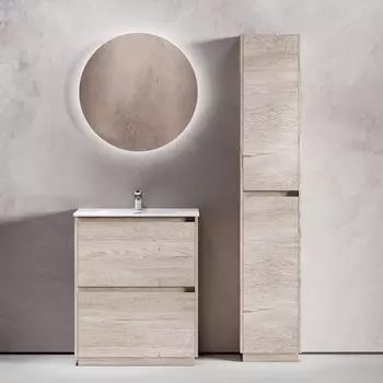 Мебель для ванной комнаты Sancos Libra Floor 70 дуб галифакс натуральный, белая раковина CN7007