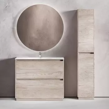 Мебель для ванной комнаты Sancos Libra Floor 100 дуб галифакс натуральный, белая раковина CN7003