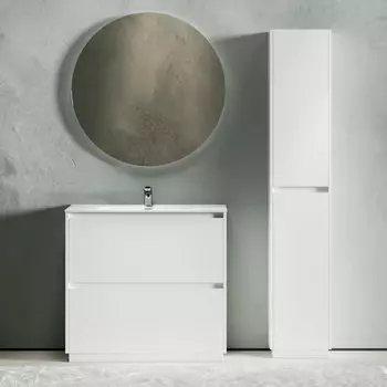 Мебель для ванной комнаты Sancos Libra Floor 90 белый глянец, белая раковина CN7002