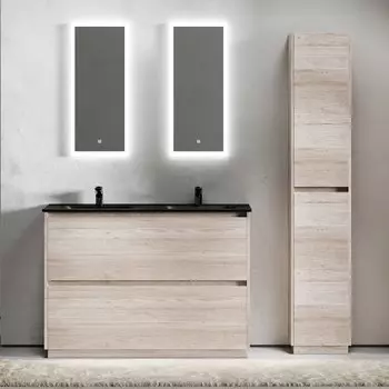 Мебель для ванной комнаты Sancos Libra Floor 120 дуб галифакс натуральный, двойная черная раковина CN7004MB