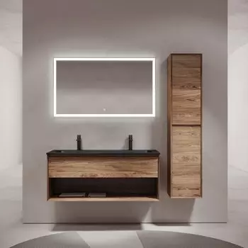 Мебель для ванной комнаты Sancos Marmi 1.0 120 черная раковина, на двоих, дуб чарльстон