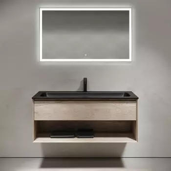 Мебель для ванной комнаты Sancos Marmi 1.0 120 черная раковина, дуб галифакс натуральный