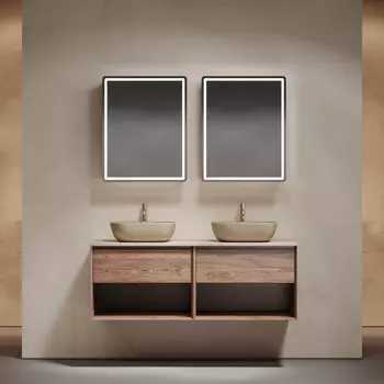 Мебель для ванной комнаты Sancos Marmi 1.0 140 дуб чарльстон, столешница бежевая TT140A2X, раковина CN6009MC