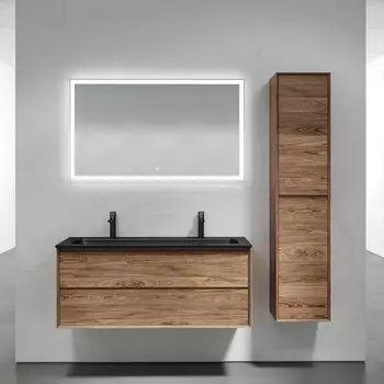 Мебель для ванной комнаты Sancos Marmi 2.0 120 черная раковина, на двоих, дуб чарльстон