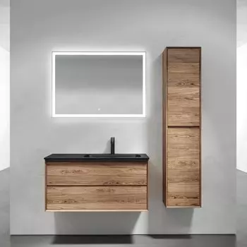 Мебель для ванной комнаты Sancos Marmi 2.0 100 R черная раковина, дуб чарльстон