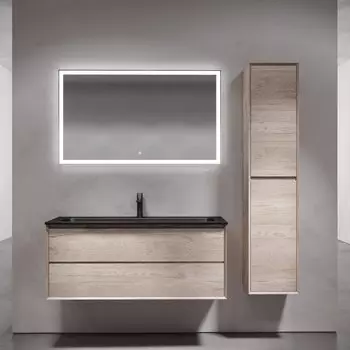 Мебель для ванной комнаты Sancos Marmi 2.0 120 черная раковина, дуб галифакс натуральный