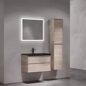 Мебель для ванной комнаты Sancos Marmi 2.0 80 черная раковина, дуб галифакс натуральный